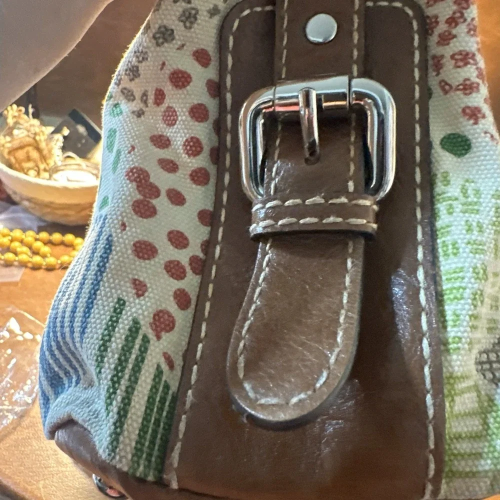 Vintage Fossil Leather Multi-Colored Patchwork Shoulder Bag Satchel Y2K